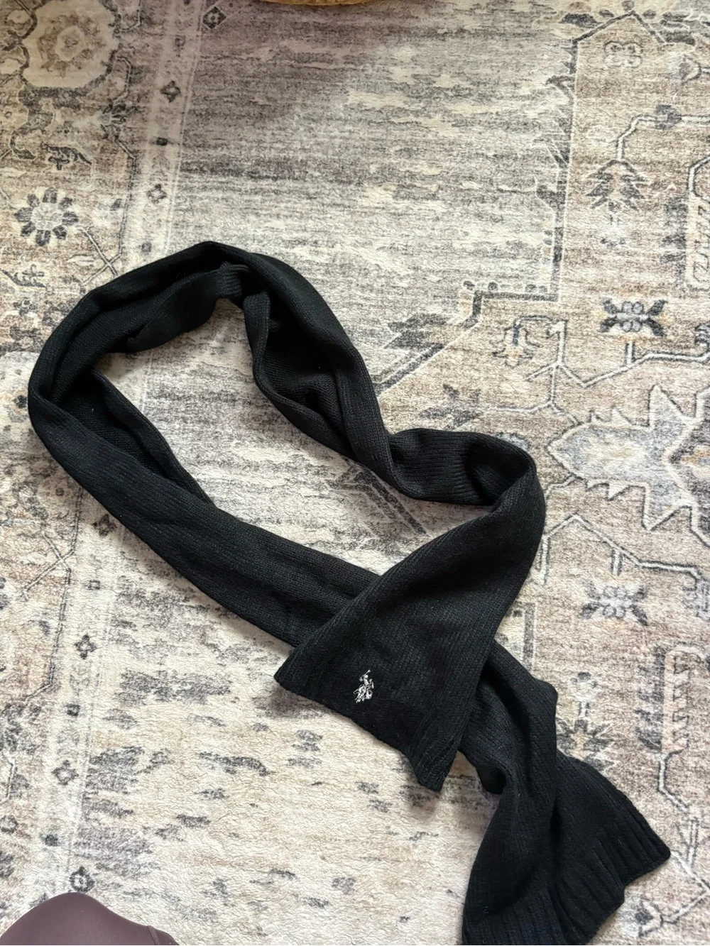 Uspa polo Ralph Lauren black ribbed scarf